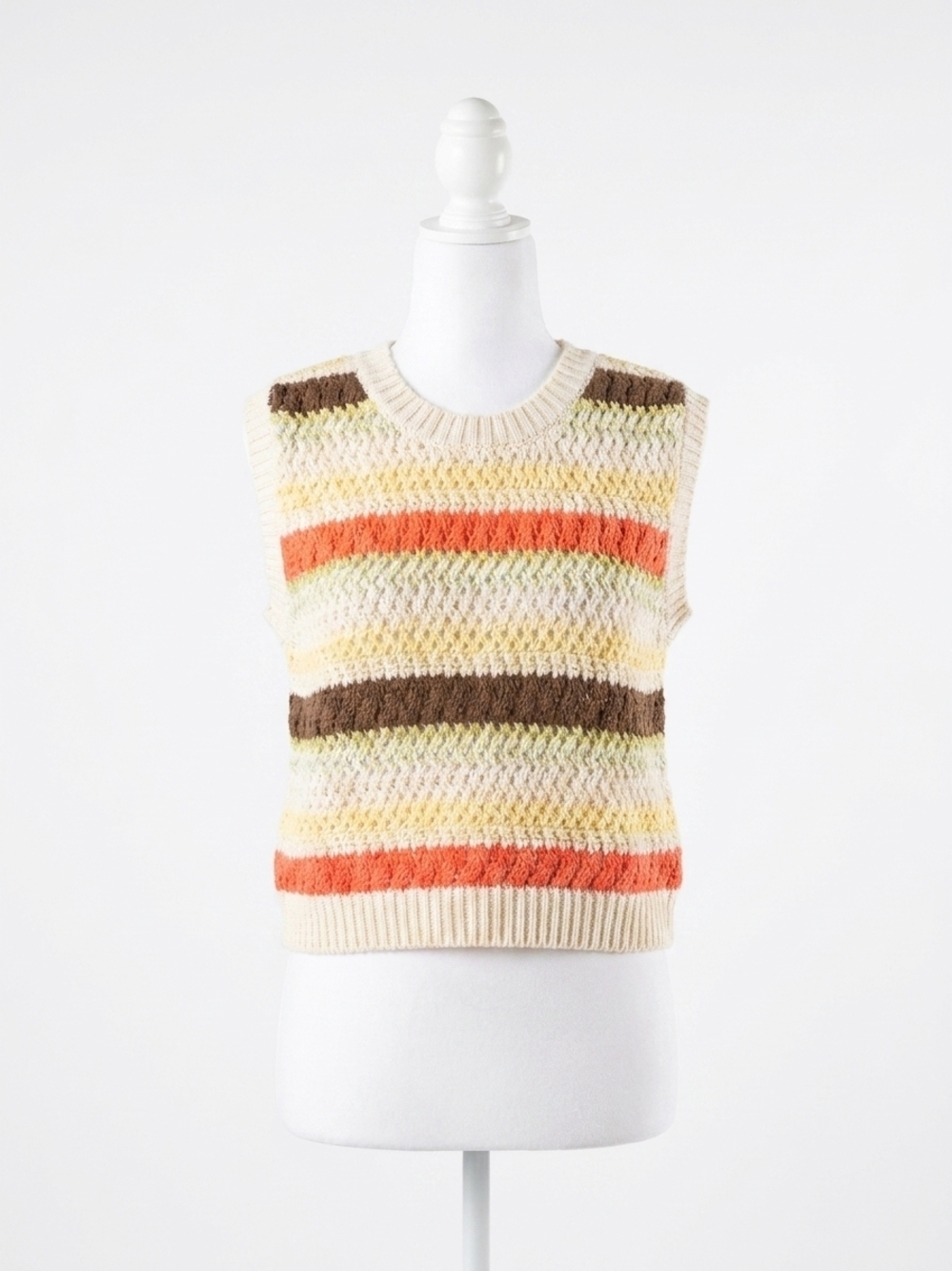 NEW THML haisley striped sleeveless top in cream